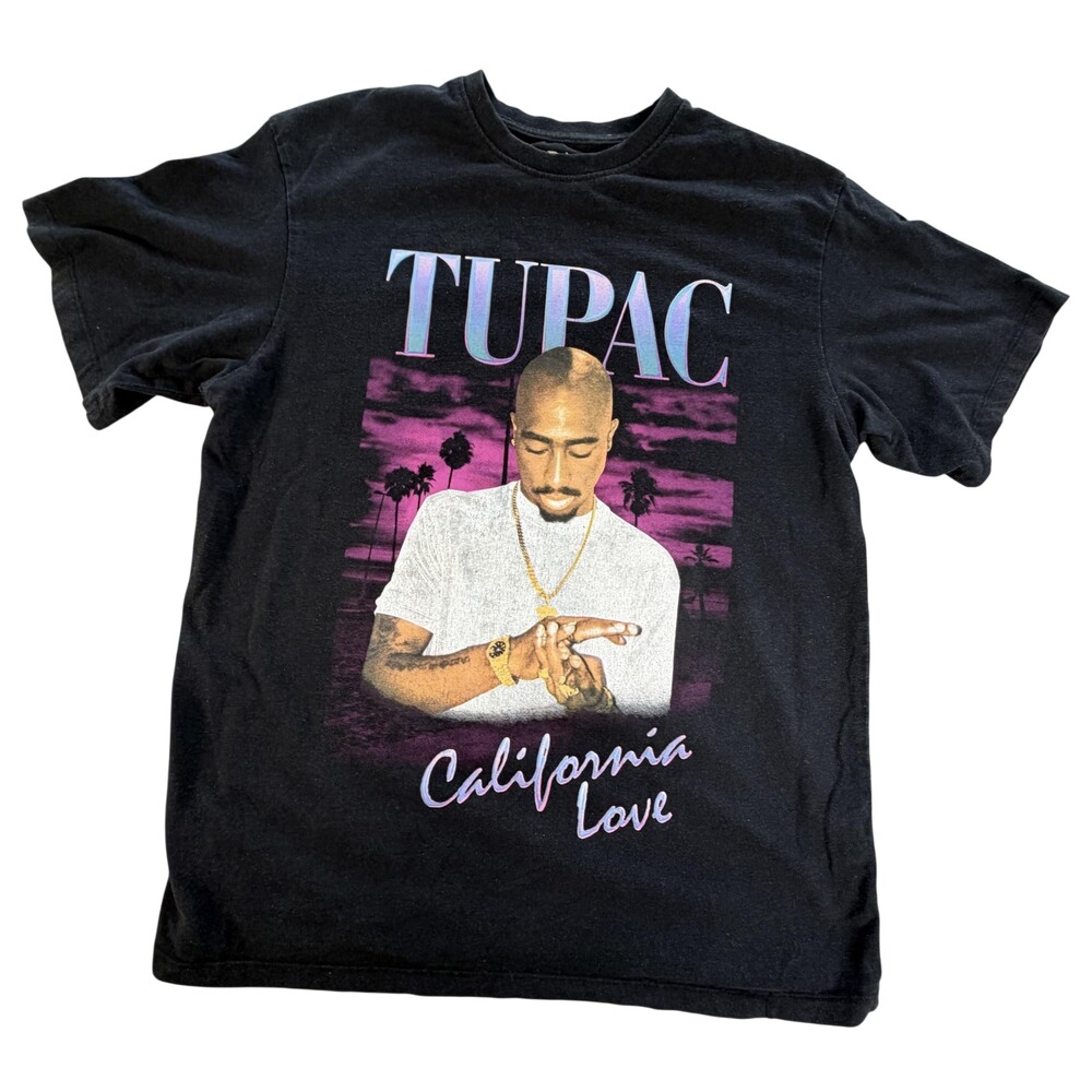 2Pac Pull&Bear Shirt Mens Large Black California Love Hip Hop Rap Graphic Tee